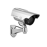 Câmera de segurança falsa Câmera fictícia de vigilância simulada com luz intermitente Uso externo interno para uso doméstico Aviso de segurança