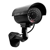 Tomshin Câmera falsa manequim de segurança à prova d'água CCTV câmera de vigilância com luz LED vermelha piscante câmera bala para uso externo interno para entrada de automóveis varanda do pátio do ja
