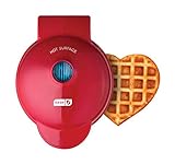 DASH Mini máquina de fazer waffles para indivíduos, paninis, hash brows, e outras pessoas em movimento, café da manhã, almoço ou lanches, com laterais antiaderentes, coração vermelho de 10 cm